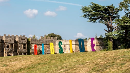 Summer of play sign in front of Gibside Hall